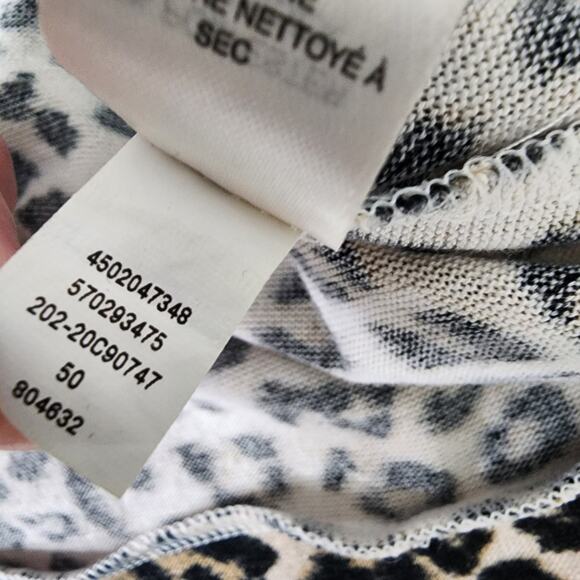 Chico's Womens Top Leopard Print Side Tie Round Neck Knit Size 2 US Large 3/4 Sl - Picture 11 of 11